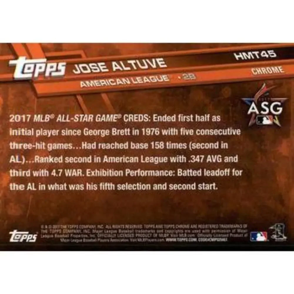 2017 Topps Chrome Update Jose AltuveAS HMT45 Houston Astros